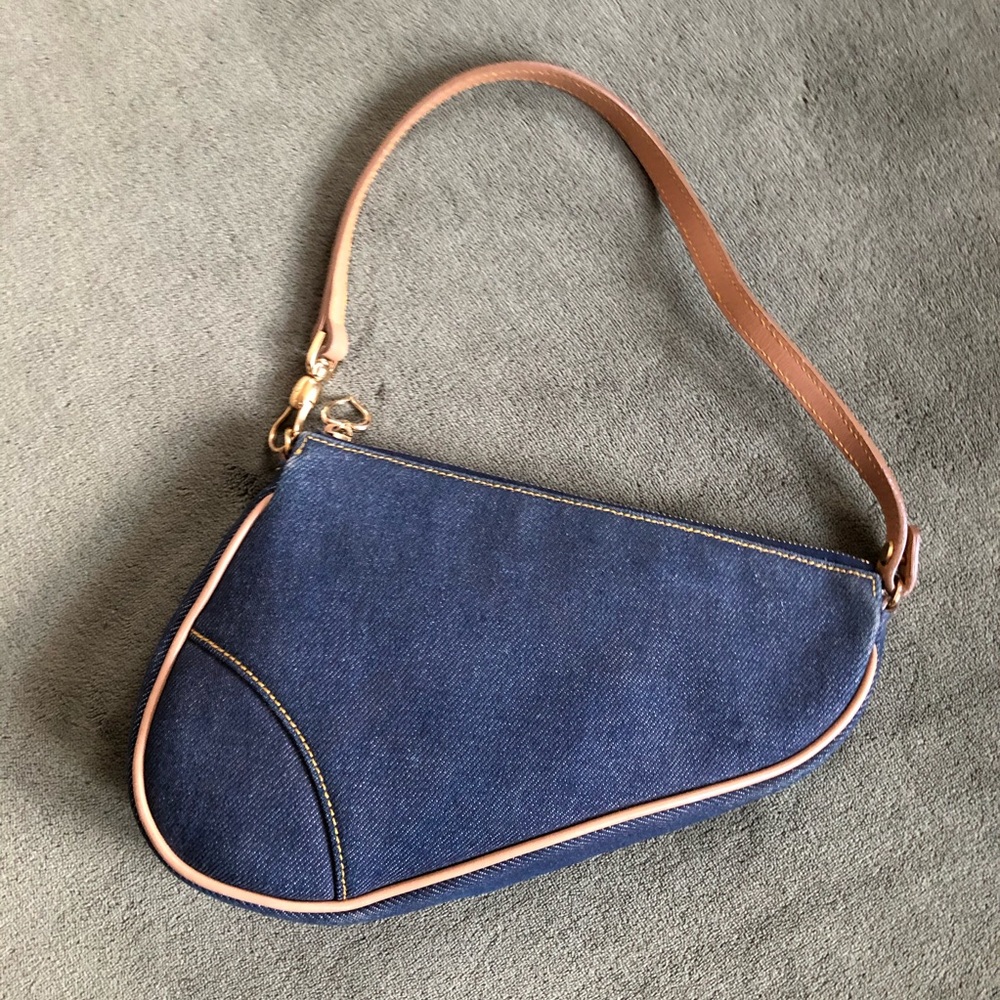 CHRISTIAN DIOR F/W 01 Mini Saddle Bag in Dark Blue Denim